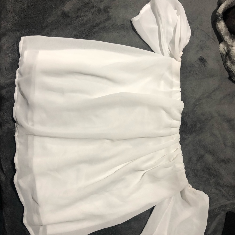 Off the shoulder white shirt